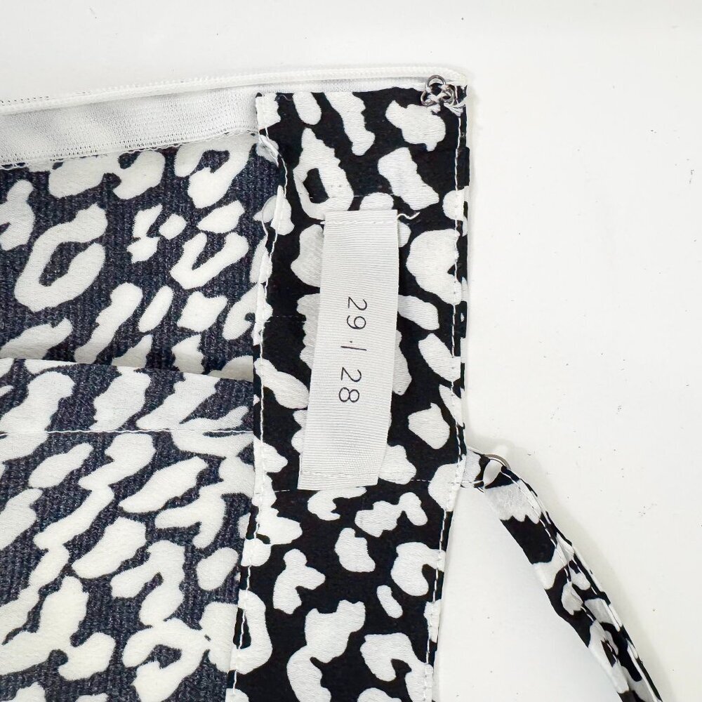 90S STYLE SATIN SLIP DRESS DRAPED COWL NECK BLACK AND WHITE LEOPARD PRINT - Picture 3 of 8